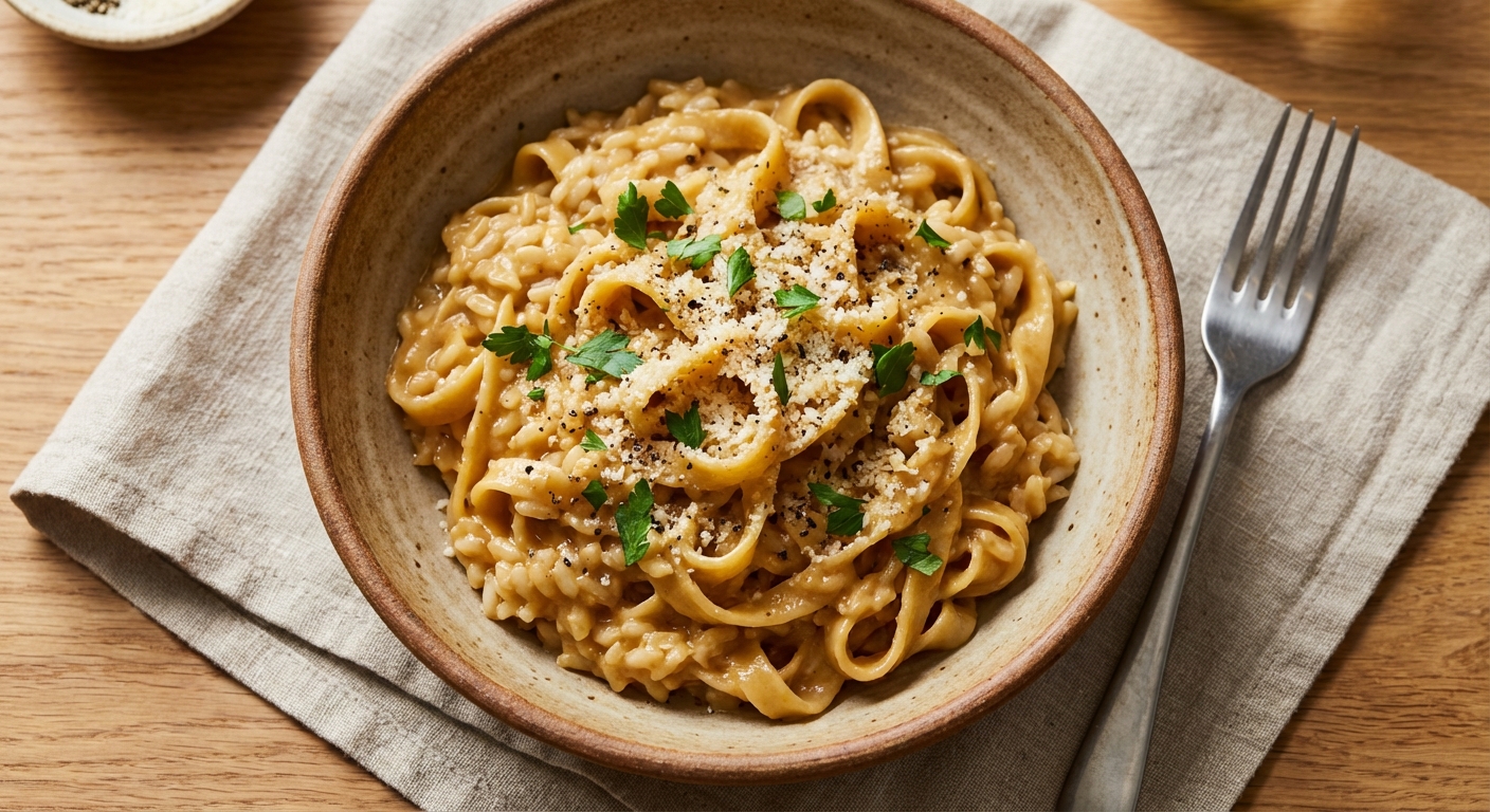 Creamy Rice "Pasta" — Risotto-Style Rice Tossed Like Pasta