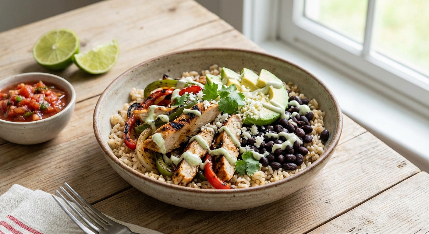 Chicken Fajita Bowls with Brown Rice & Black Beans