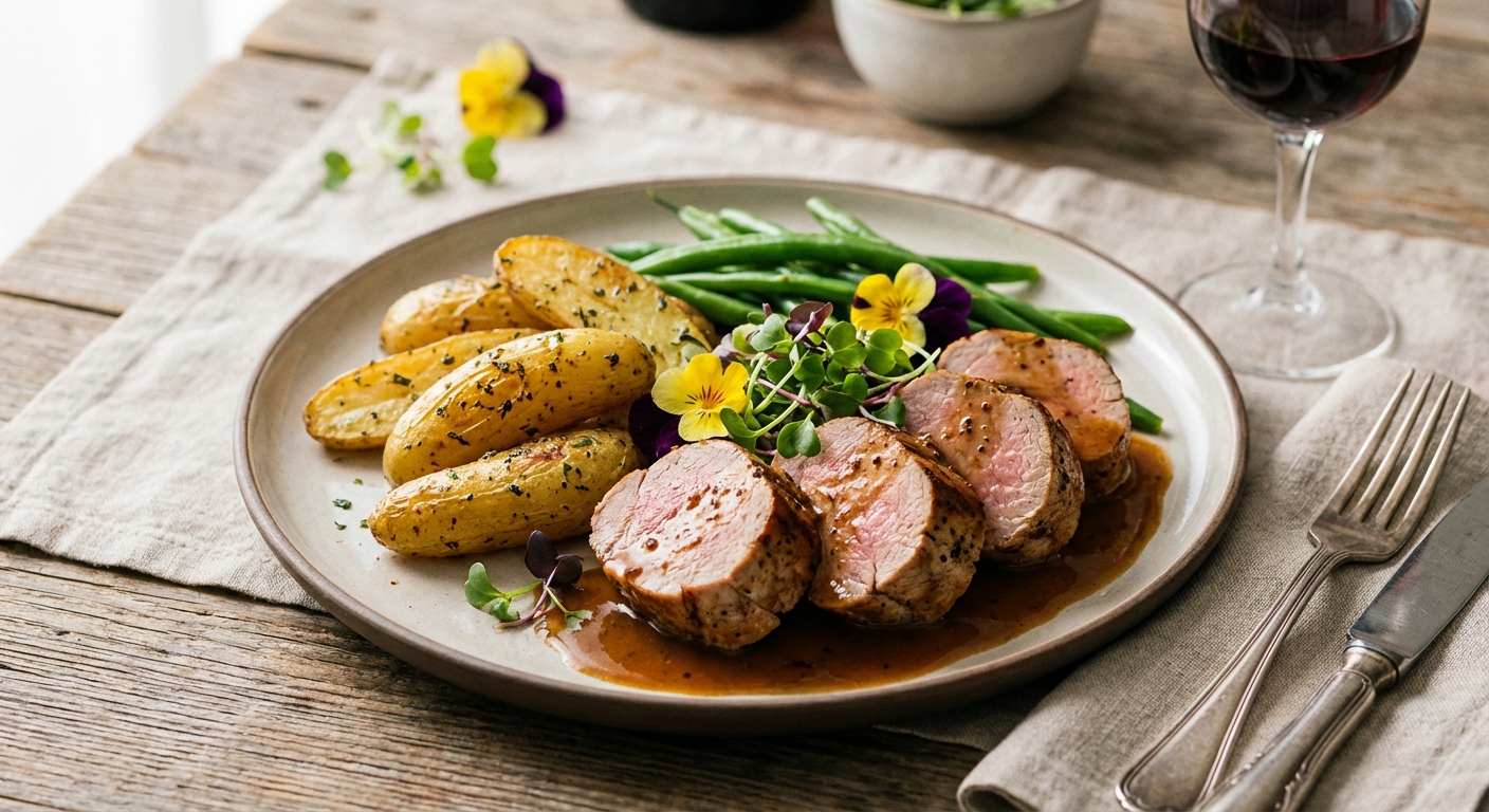 Pork Tenderloin with Roasted Potatoes & Green Beans