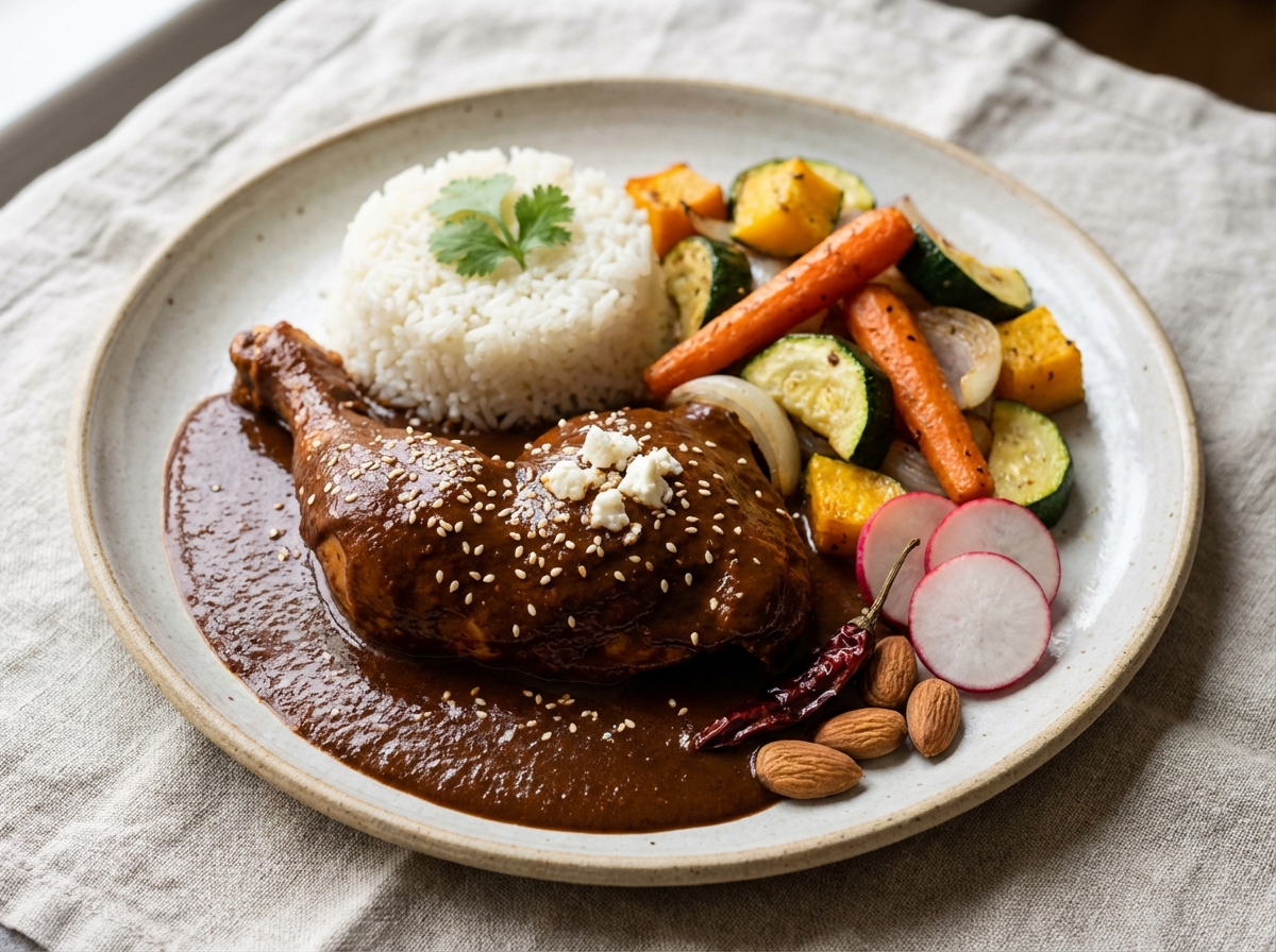 Chicken Mole with Rice & Roasted Vegetables