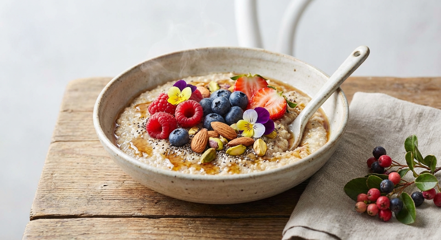 Warm Quinoa Porridge with Berries & Chia