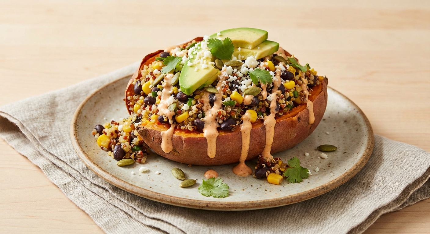Quinoa & Black Bean Stuffed Sweet Potato
