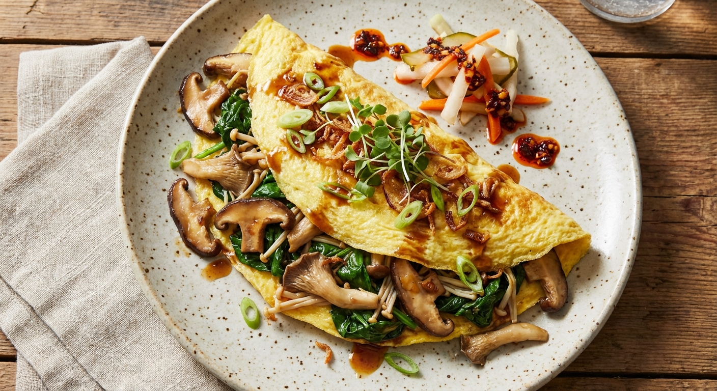 Asian-Style Spinach & Mushroom Omelet