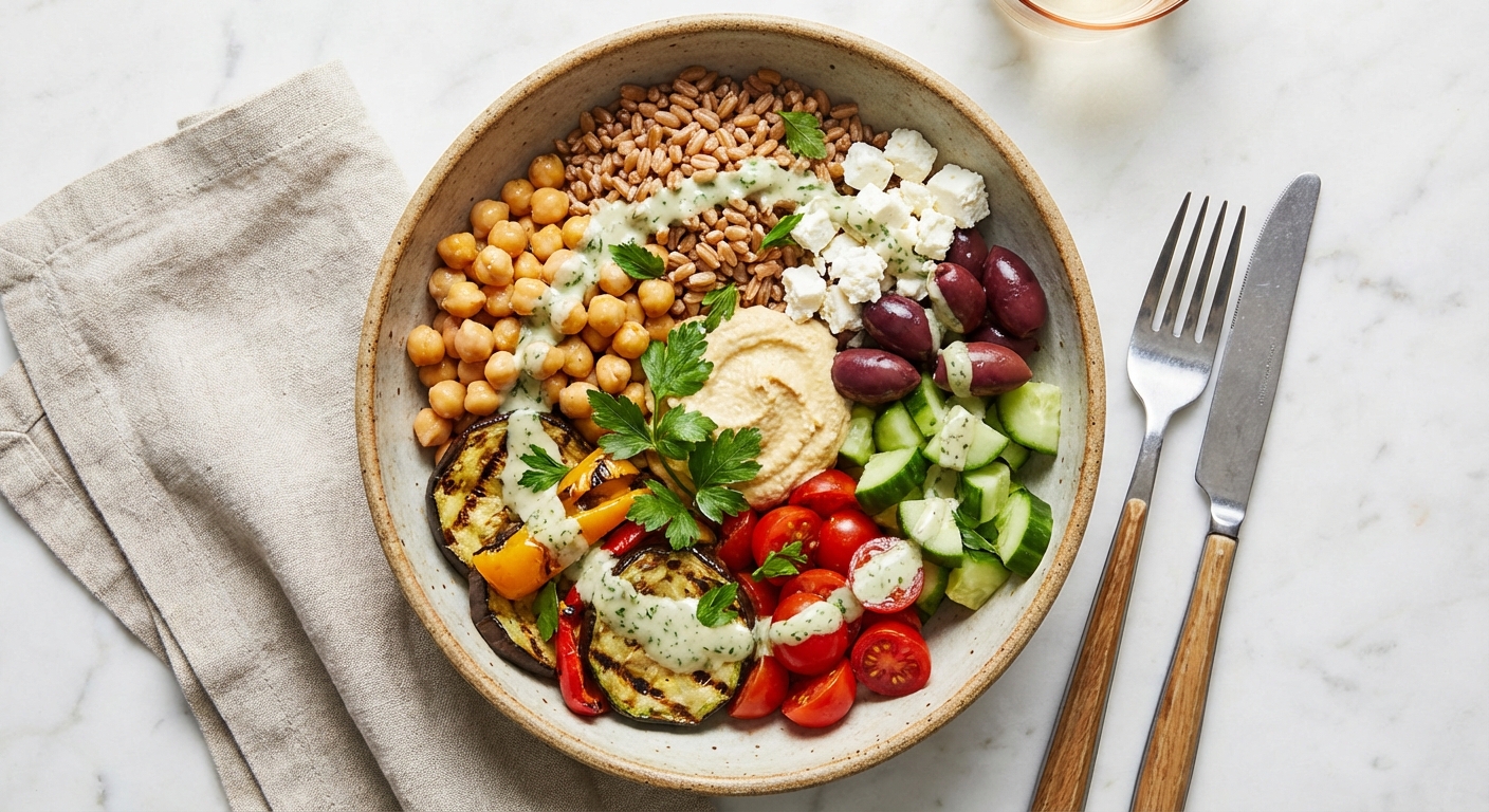 Mediterranean Farro and Chickpea Grain Bowl