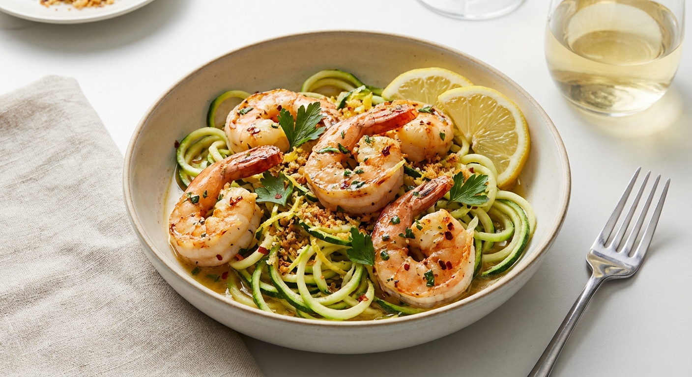 Shrimp Scampi over Zucchini Noodles
