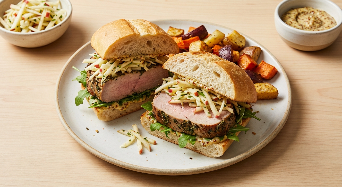 Roast Pork Tenderloin Sandwich with Apple Slaw