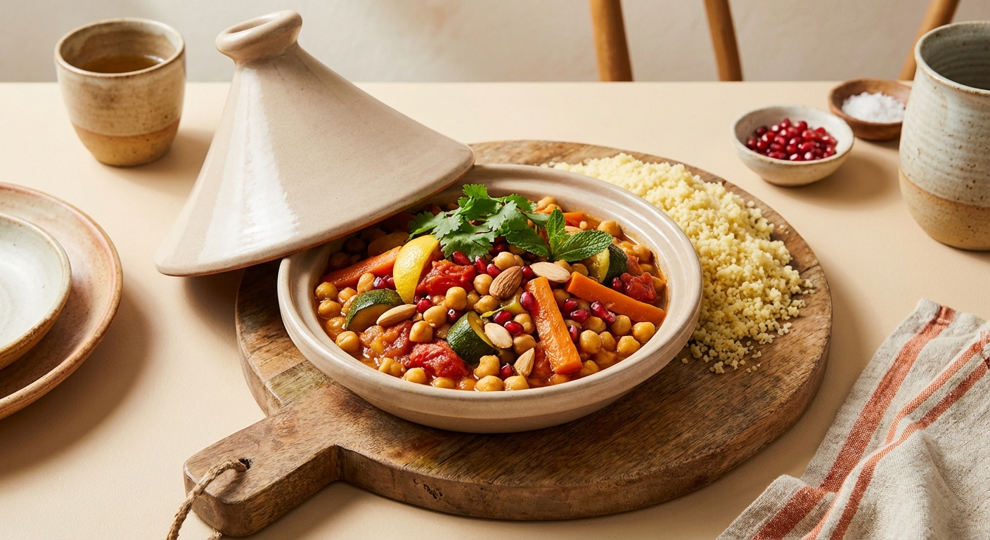 Moroccan Chickpea & Vegetable Tagine with Couscous