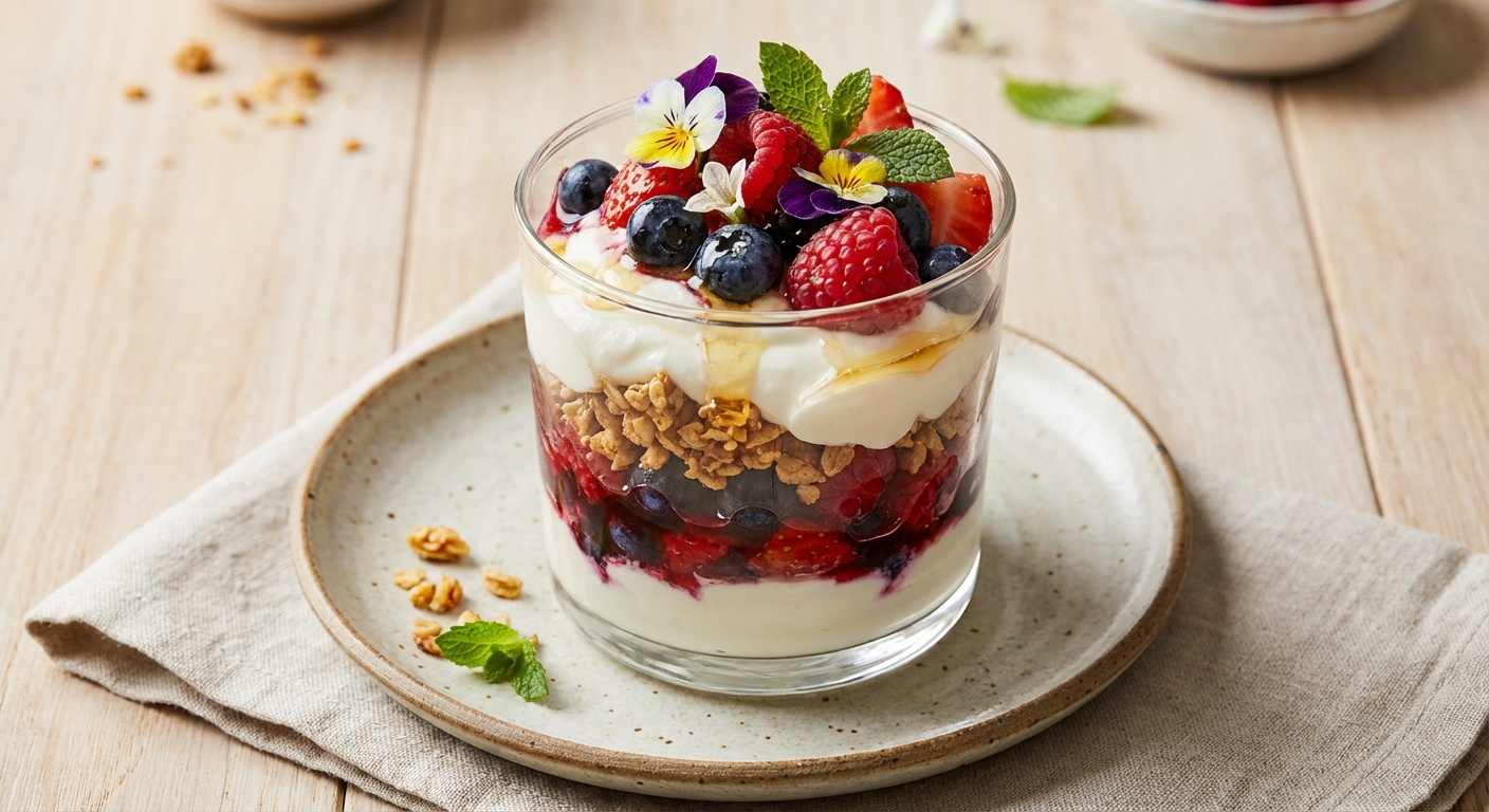 Greek Yogurt & Berry Parfait (Nut‑Free Granola)