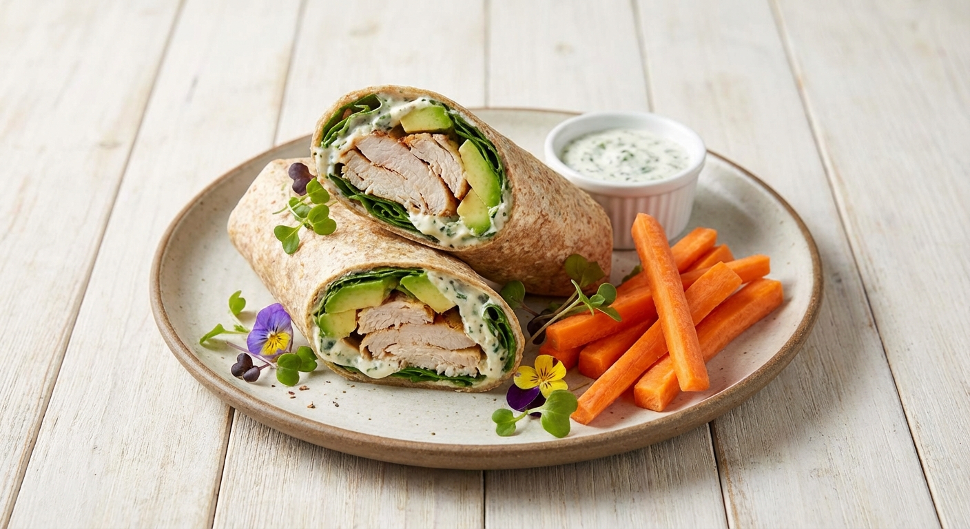 Turkey & Avocado Whole-Grain Wrap with Carrot Sticks