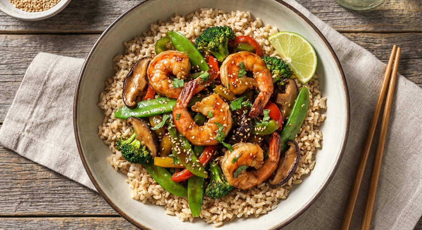 Shrimp Stir-Fry with Brown Rice