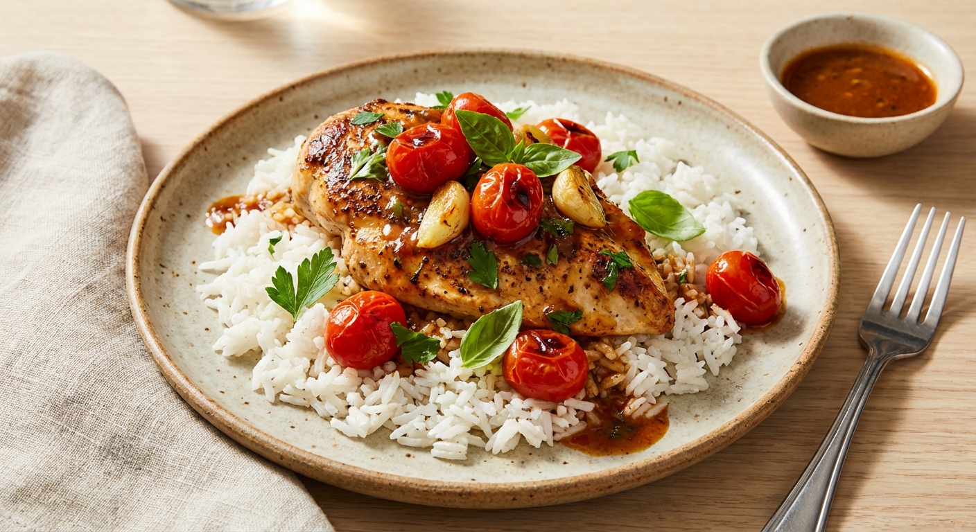 Garlic Tomato Chicken with Rice