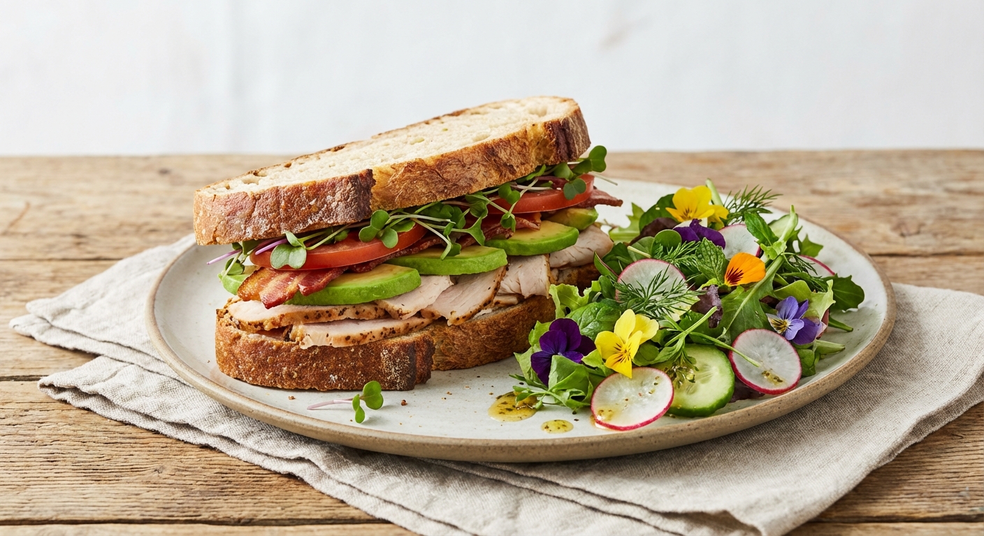 Turkey & Avocado Sandwich with Mixed Salad