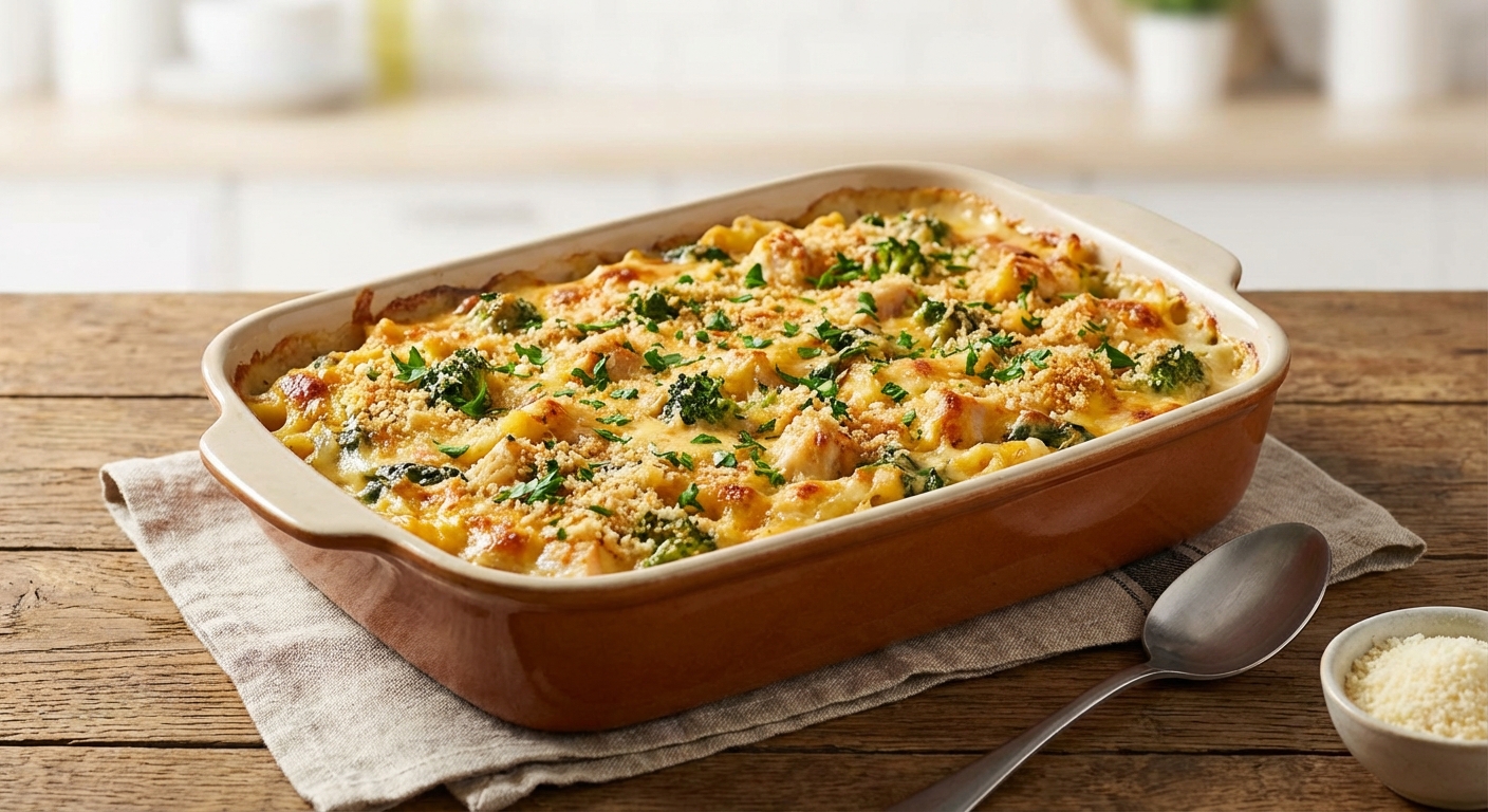 Velveeta Chicken, Broccoli & Spinach Pasta Bake