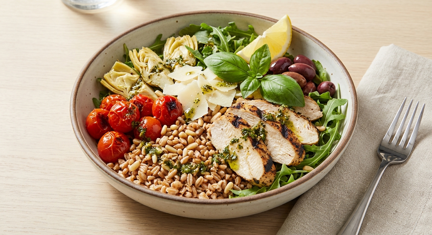 Warm Farro & Grilled Chicken Italian Grain Salad