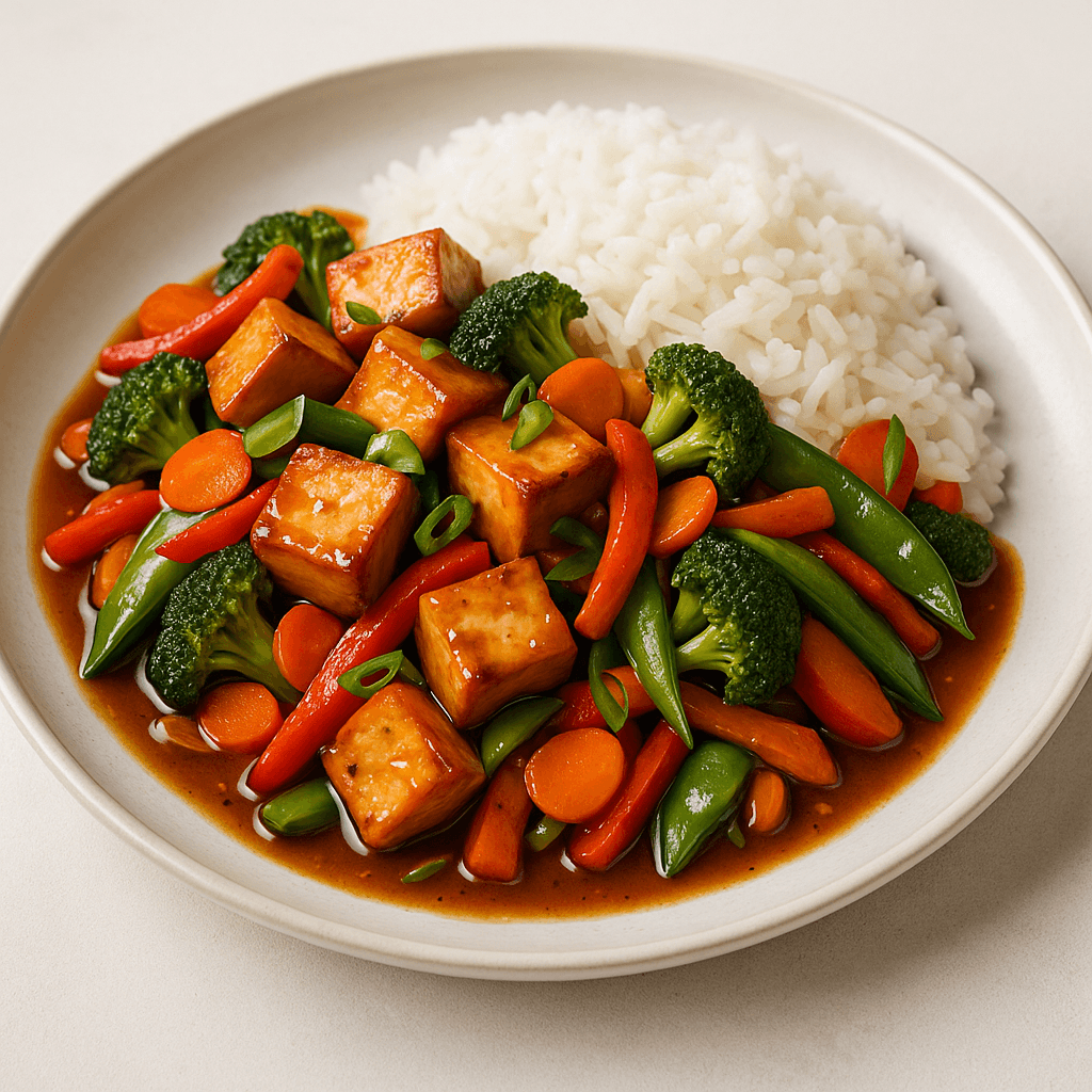 Stir-fried Tofu with Vegetables and Rice