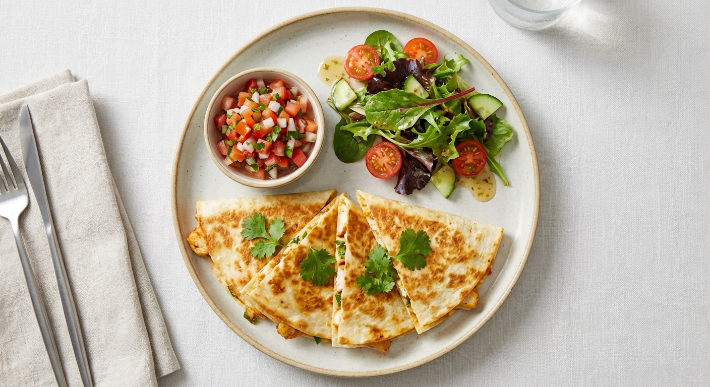 Chicken Quesadillas with Pico de Gallo & Side Salad