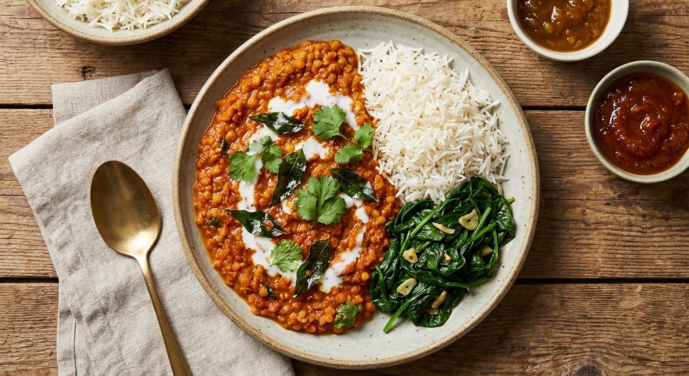 Red Lentil Curry with Basmati Rice & Spinach