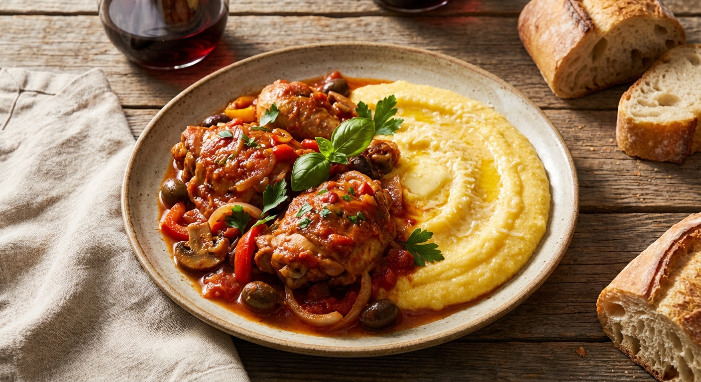 Chicken Cacciatore with Polenta