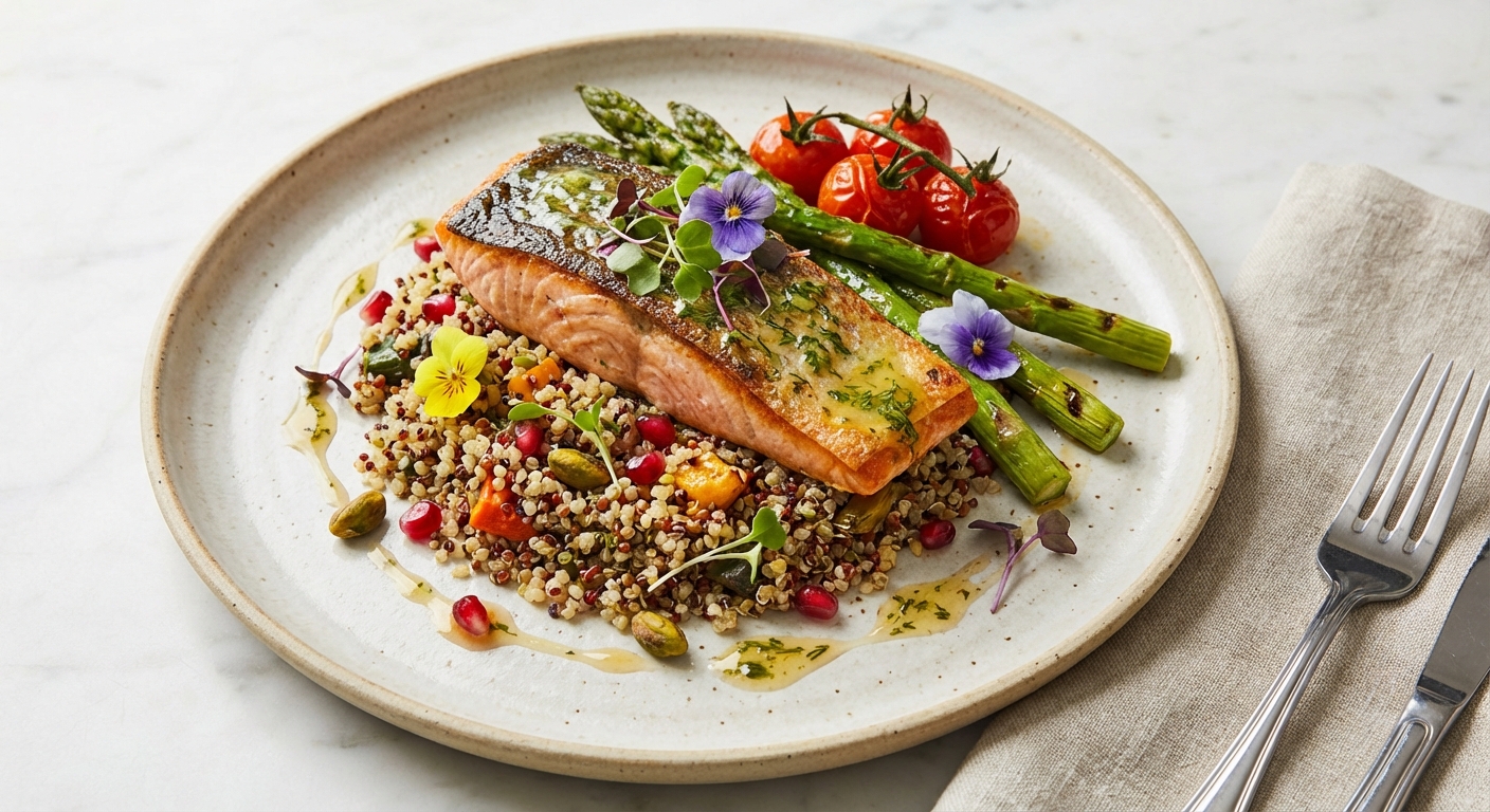 Baked Salmon with Quinoa and Asparagus