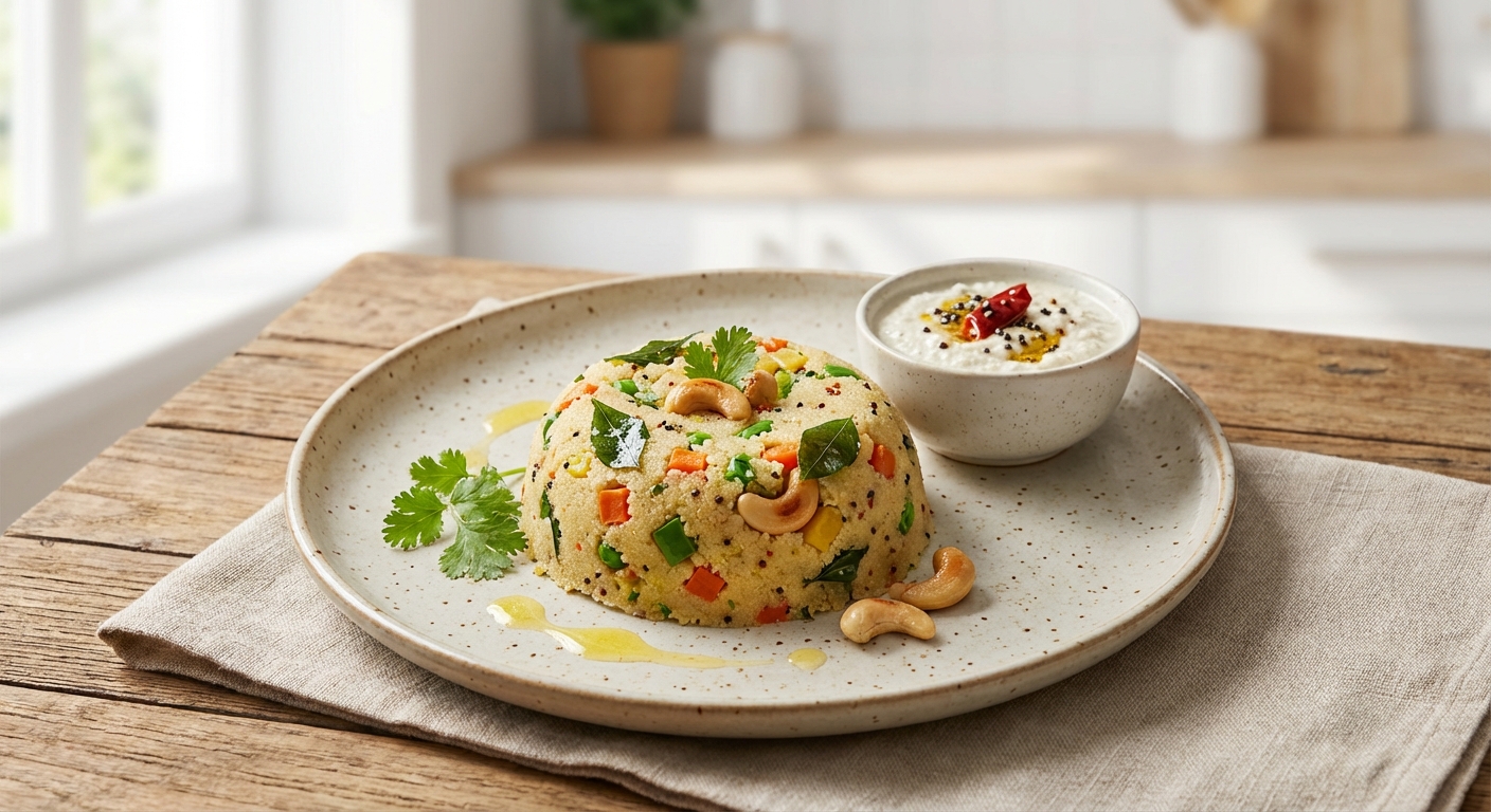 Vegetable Upma with Coconut Chutney