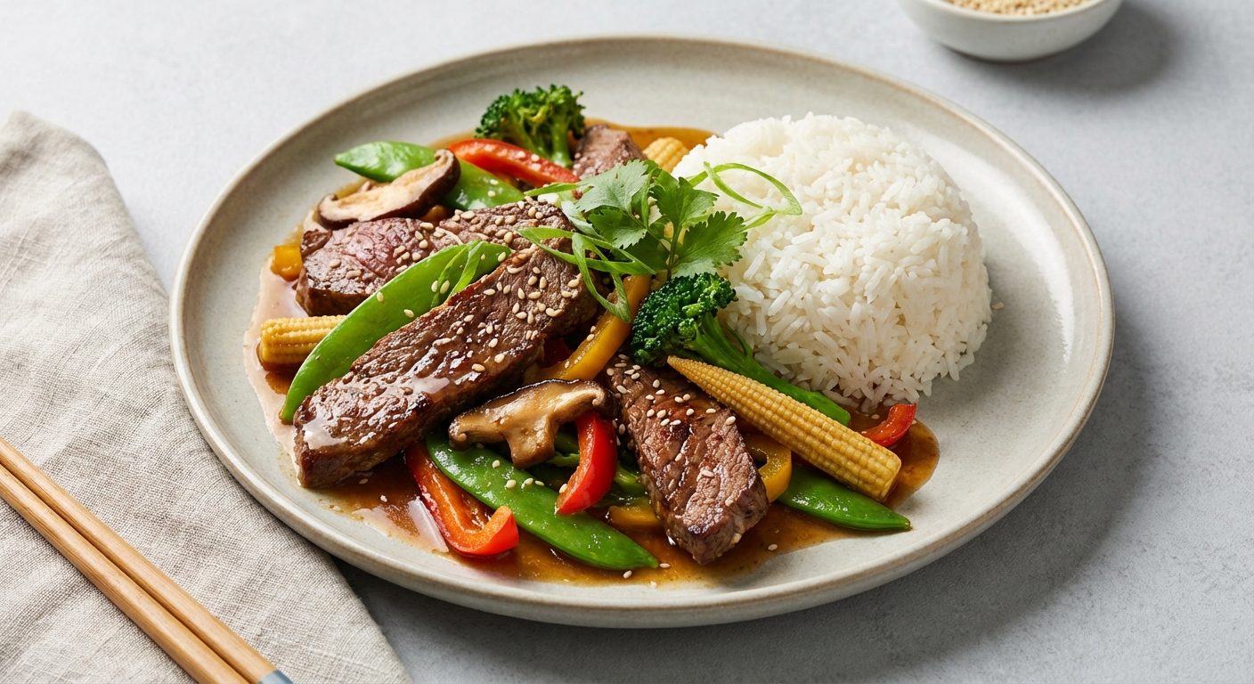 Beef & Vegetable Stir‑Fry with Jasmine Rice