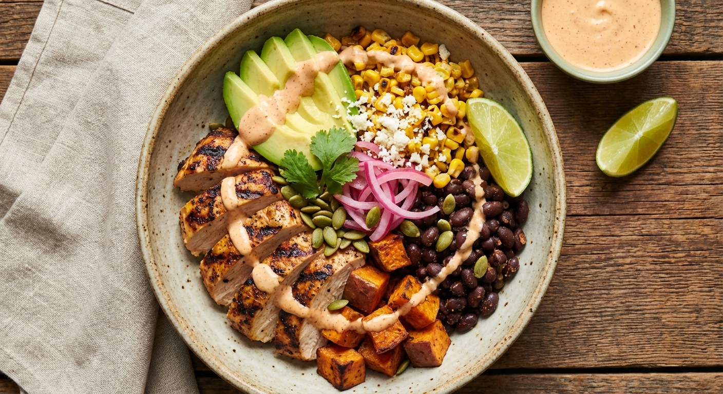 Grilled Chicken, Roasted Sweet Potato & Black Bean Bowl
