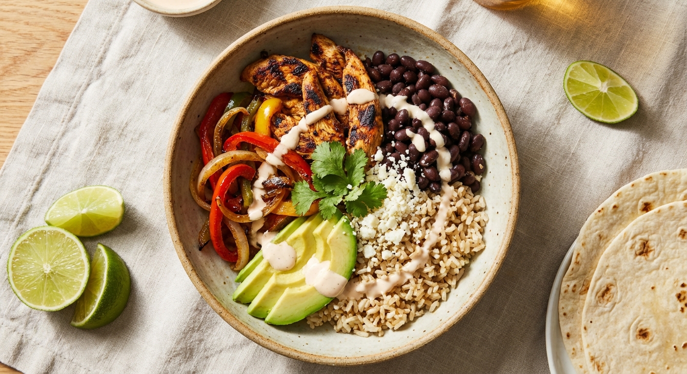 Chicken Fajita Bowl with Brown Rice & Black Beans