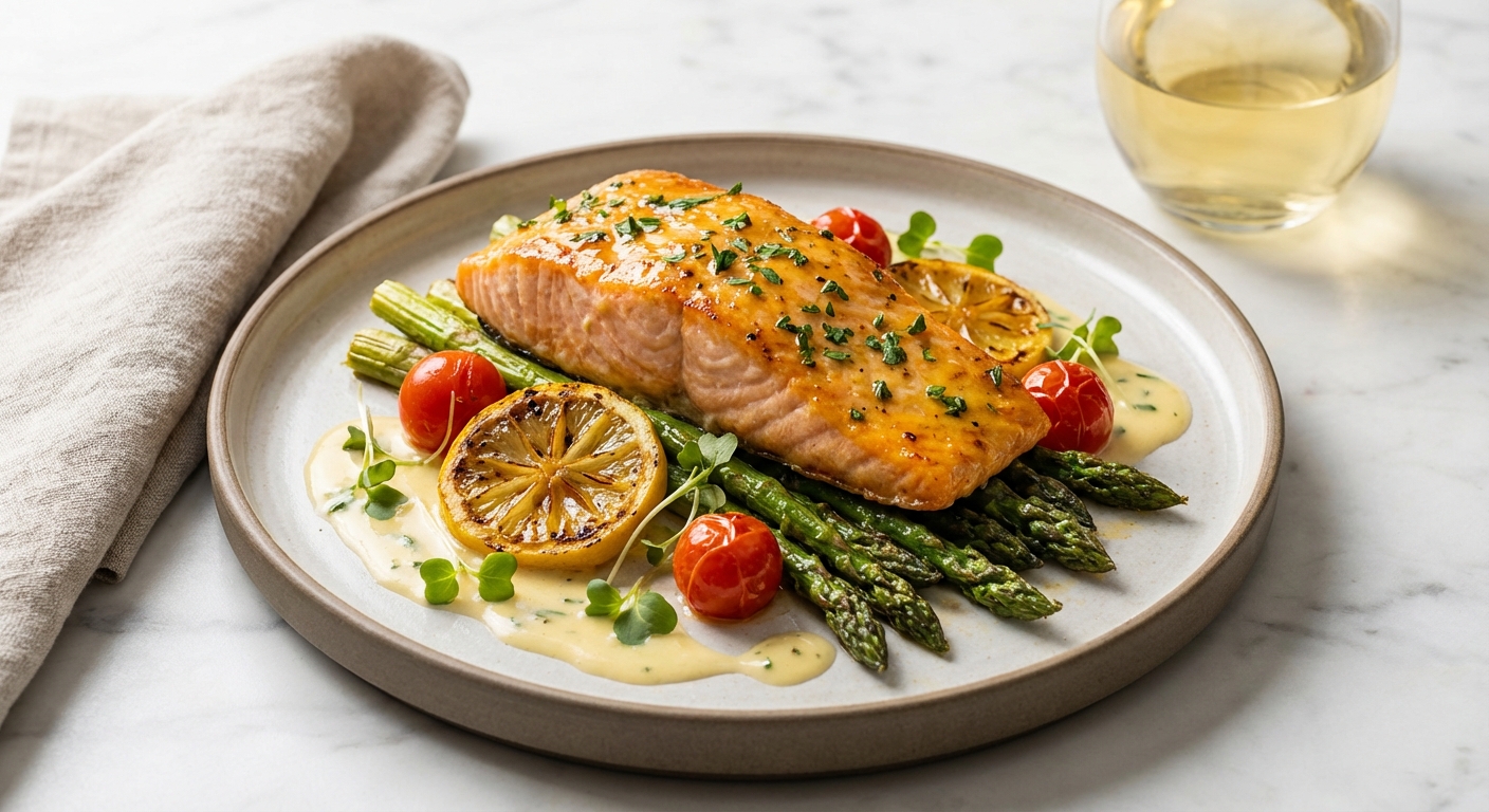Baked Salmon with Asparagus and Lemon