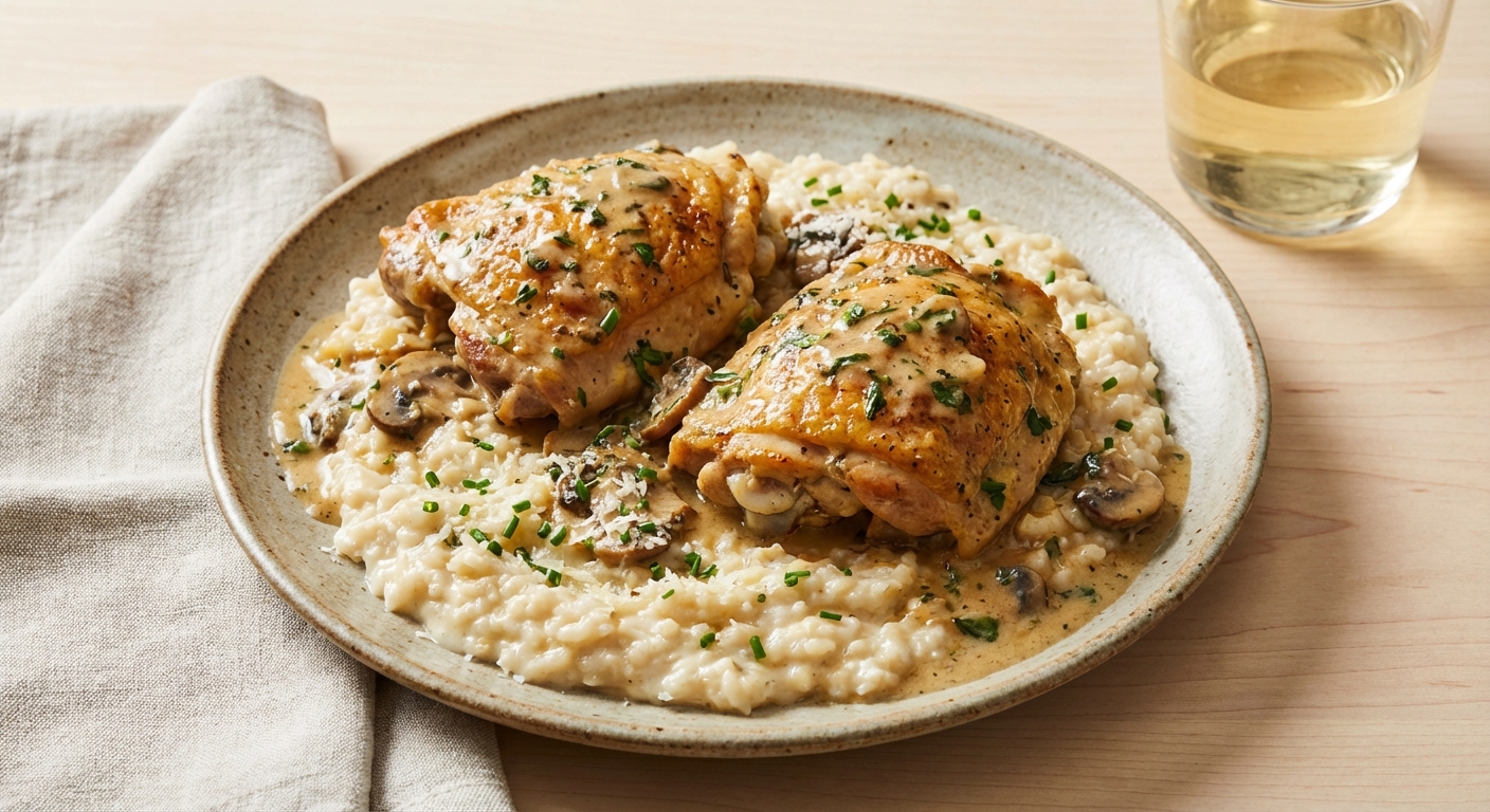 Creamy Braised Chicken Thighs with Milk-Simmered Rice