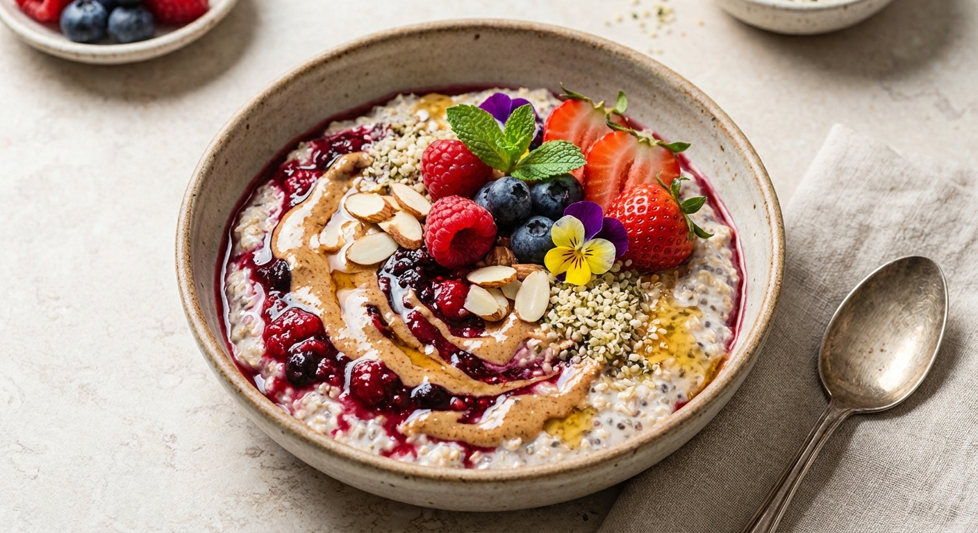 Berry-Chia Overnight Oats with Almond Butter