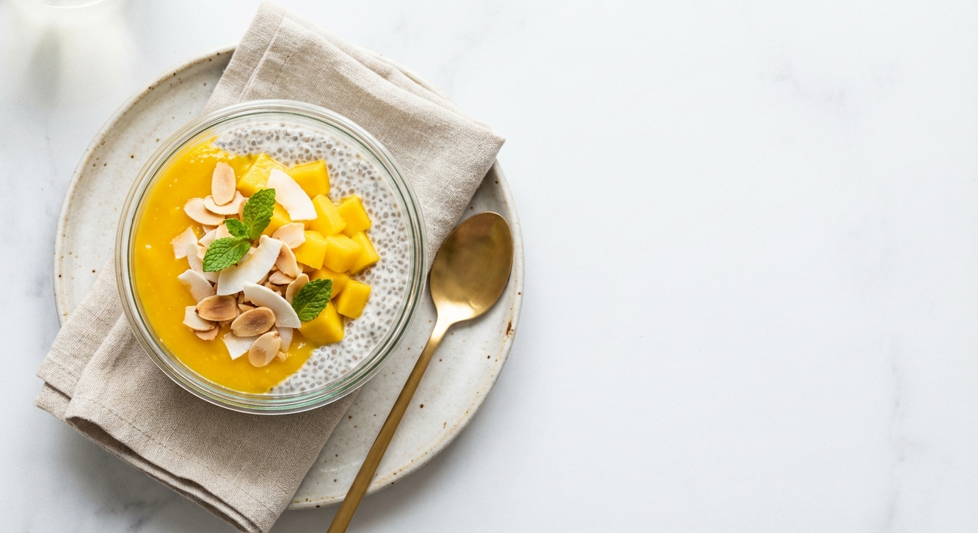 Coconut Chia Pudding with Mango & Toasted Almonds