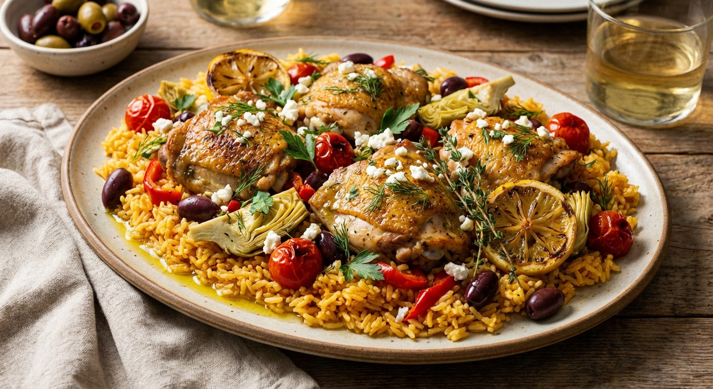 Garlic‑Scented One‑Pot Chicken & Rice (Mediterranean‑Style) - Delicious Homemade Recipe