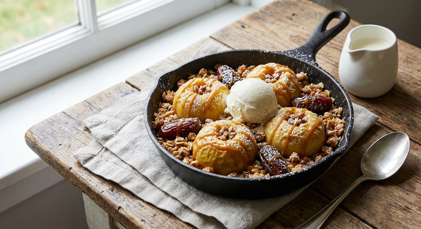 Quick Baked Apple & Date Skillet
