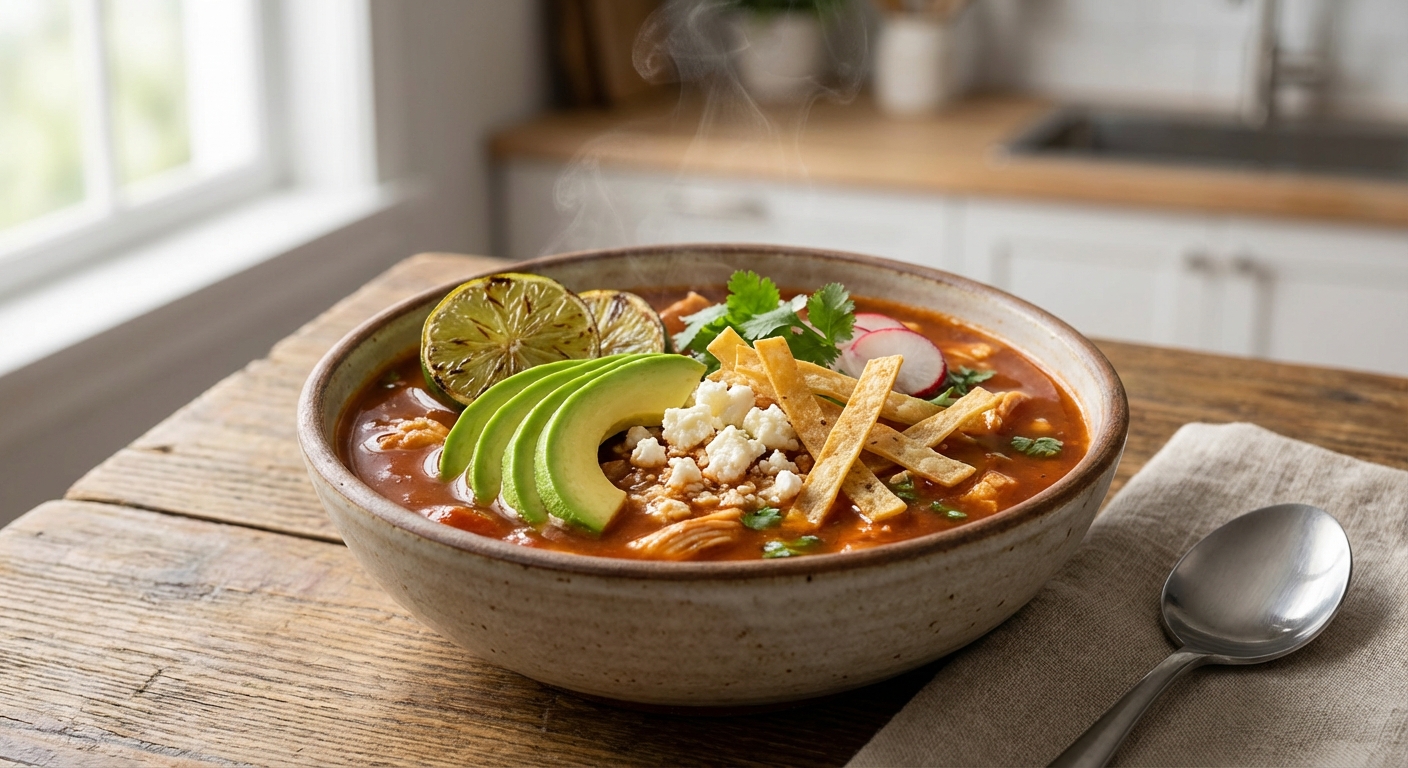 Chicken Tortilla Soup with Avocado & Lime