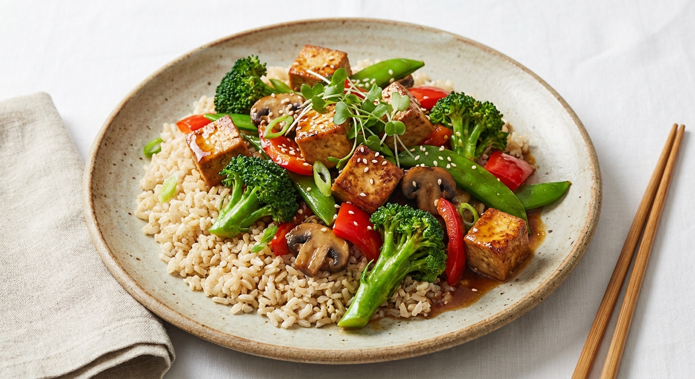 Tofu & Vegetable Stir-Fry with Brown Rice
