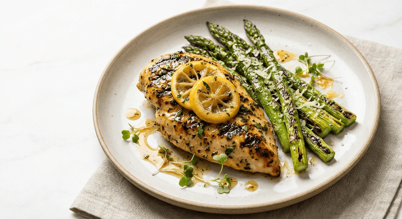 Grilled Lemon Herb Chicken with Asparagus