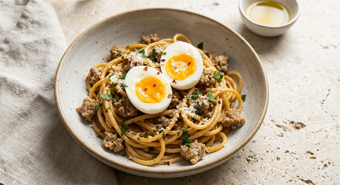 Pasta with Sausage and Eggs