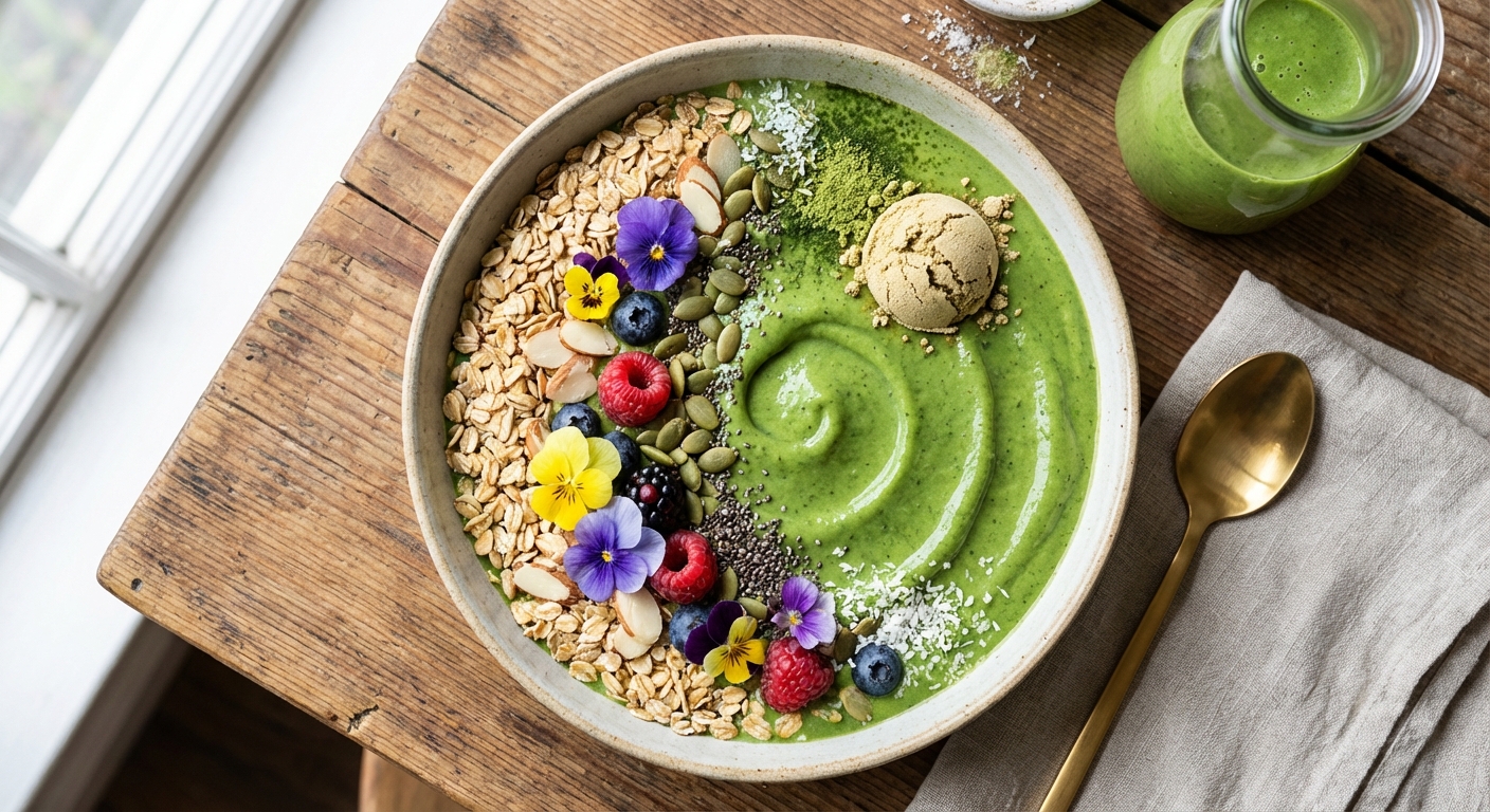 Green Smoothie Bowl with Oats & Plant Protein