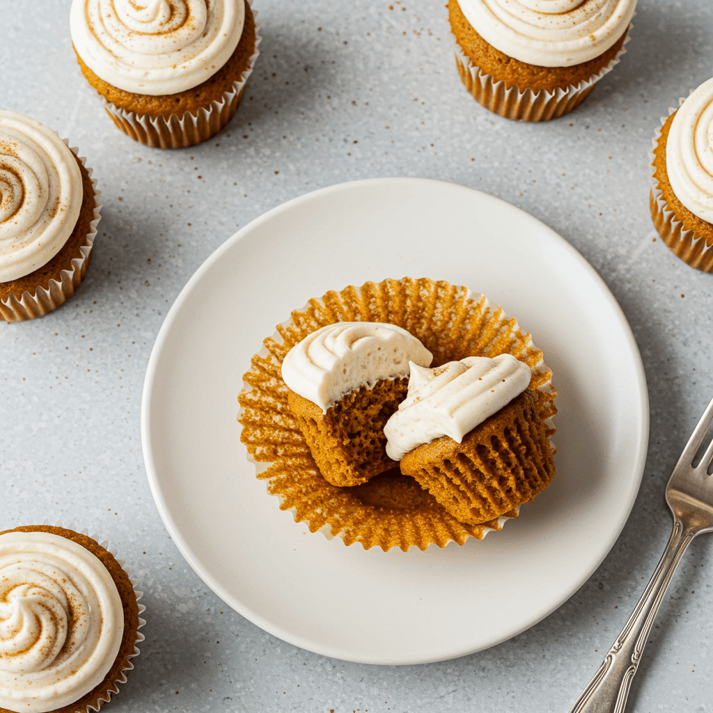 Pumpkin Cupcakes with Cinnamon Cream Cheese Frosting - Delicious Homemade Recipe