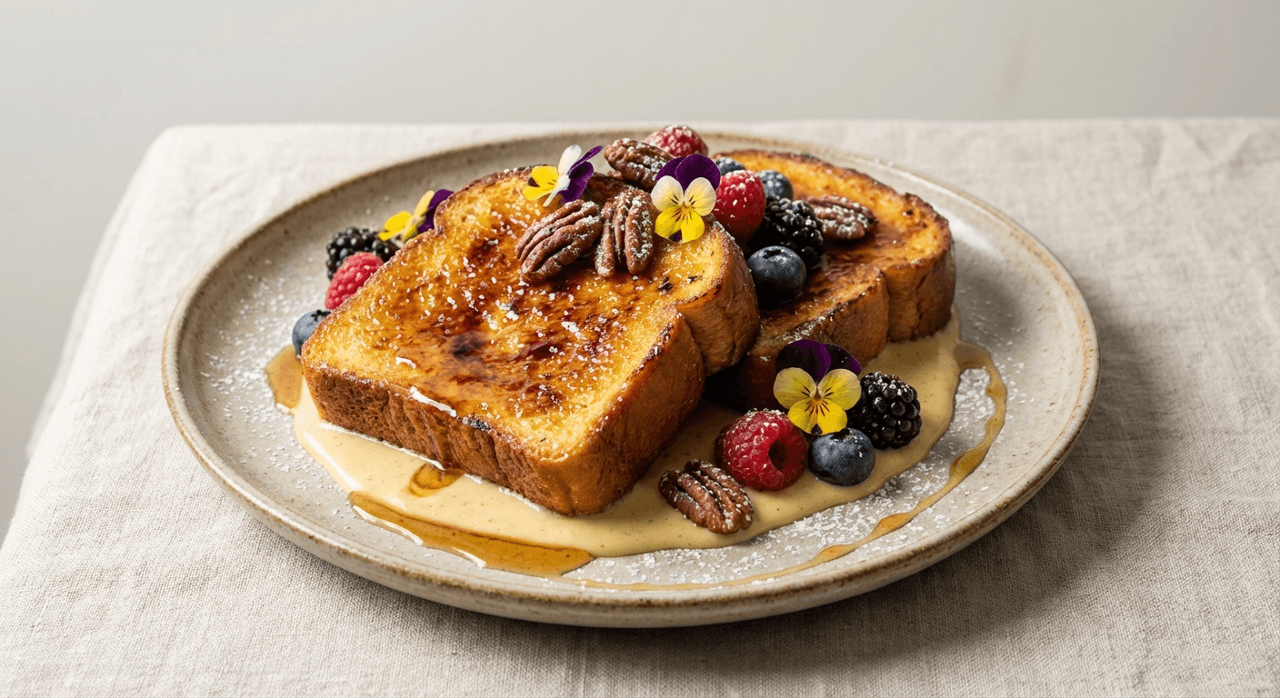 Non-Dairy Eggnog Brûlée French Toast