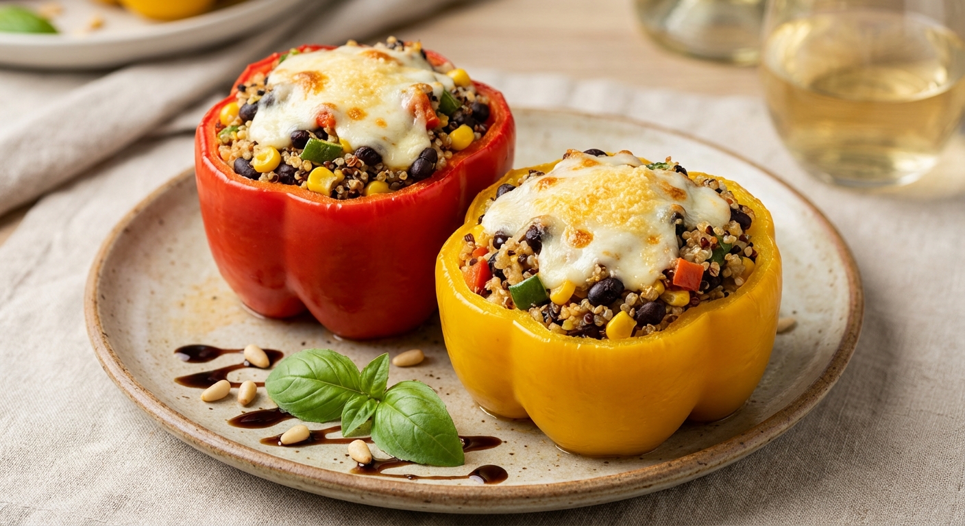 Vegetarian Stuffed Peppers with Cheese