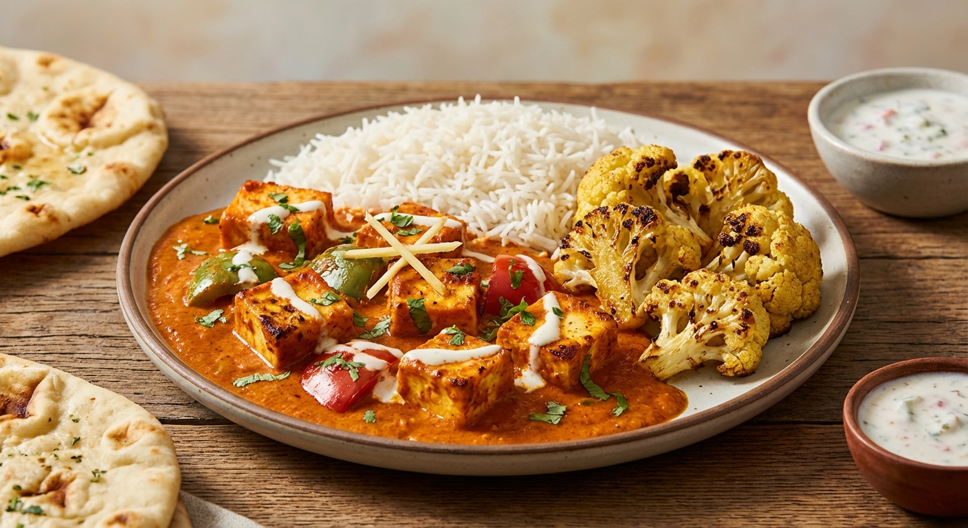 Paneer Tikka Masala with Basmati Rice & Roasted Cauliflower