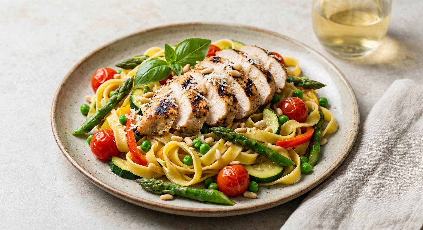 Pasta Primavera with Grilled Chicken
