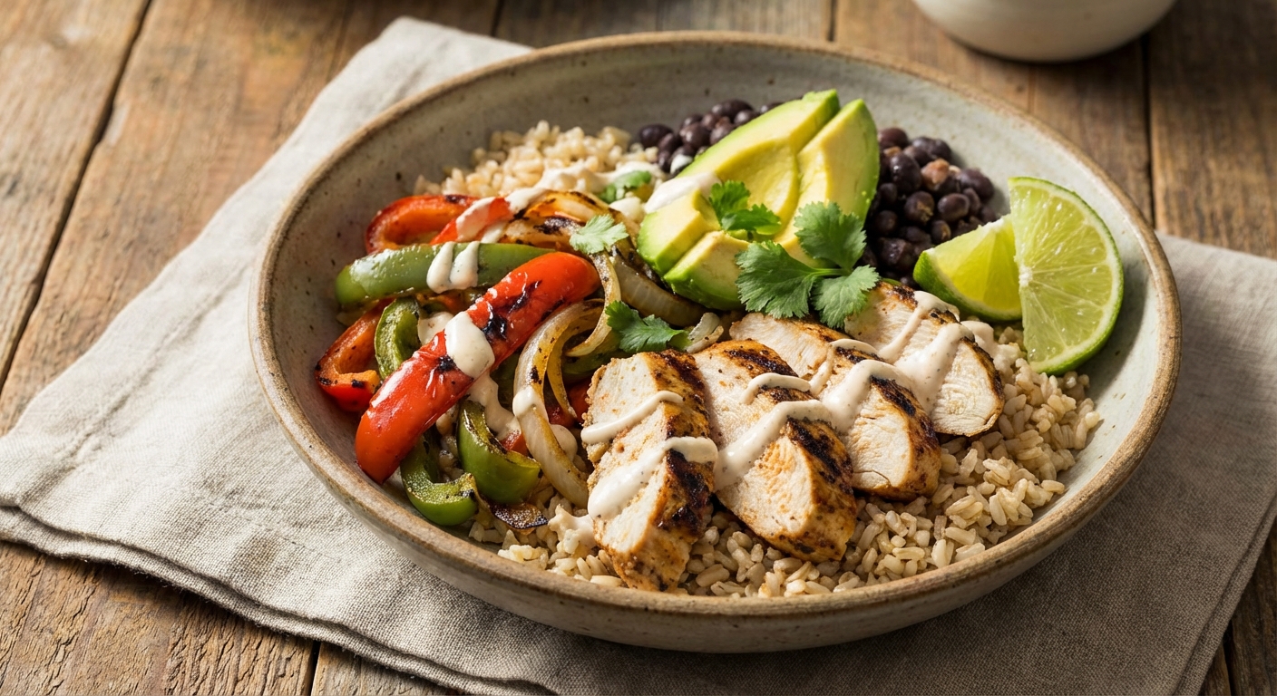Chicken Fajita Bowls with Brown Rice & Black Beans