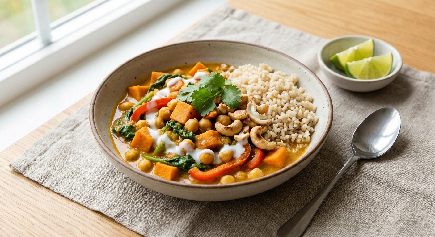 Chickpea & Vegetable Curry with Brown Rice