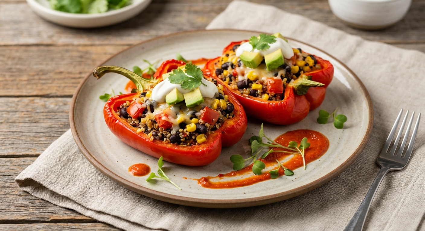 Quinoa & Black Bean Stuffed Bell Pepper