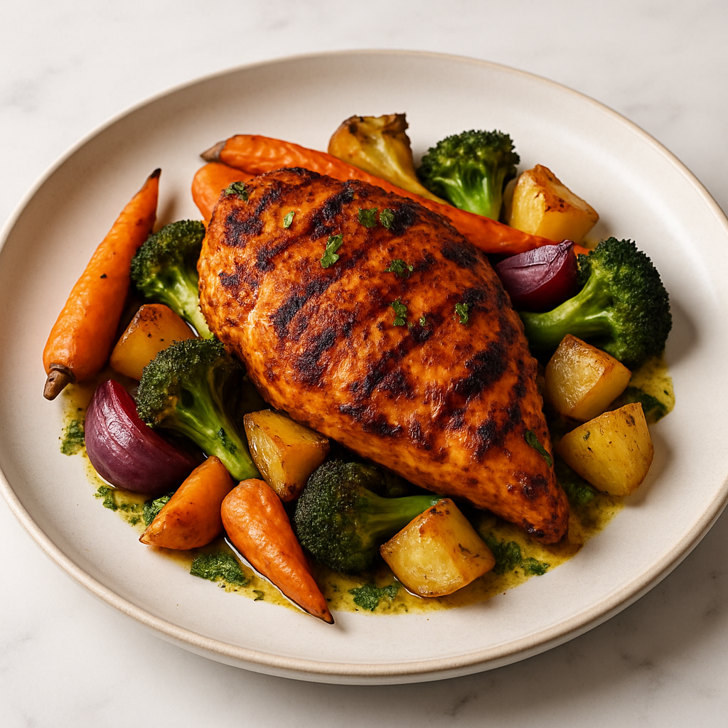 Tandoori Spiced Grilled Chicken with Roasted Vegetables