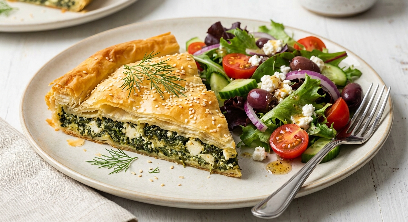 Spinach & Feta Spanakopita with Side Salad
