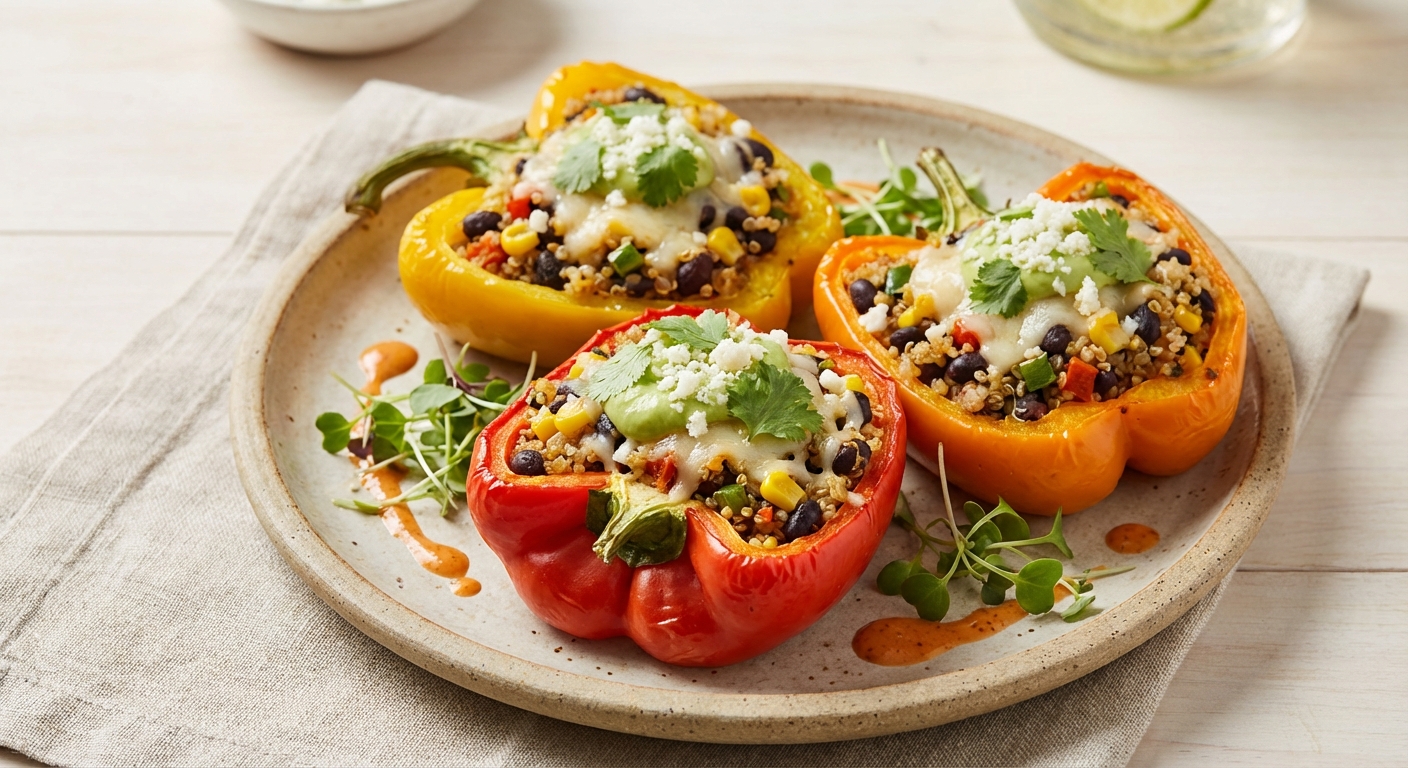 Quinoa & Black Bean Stuffed Peppers