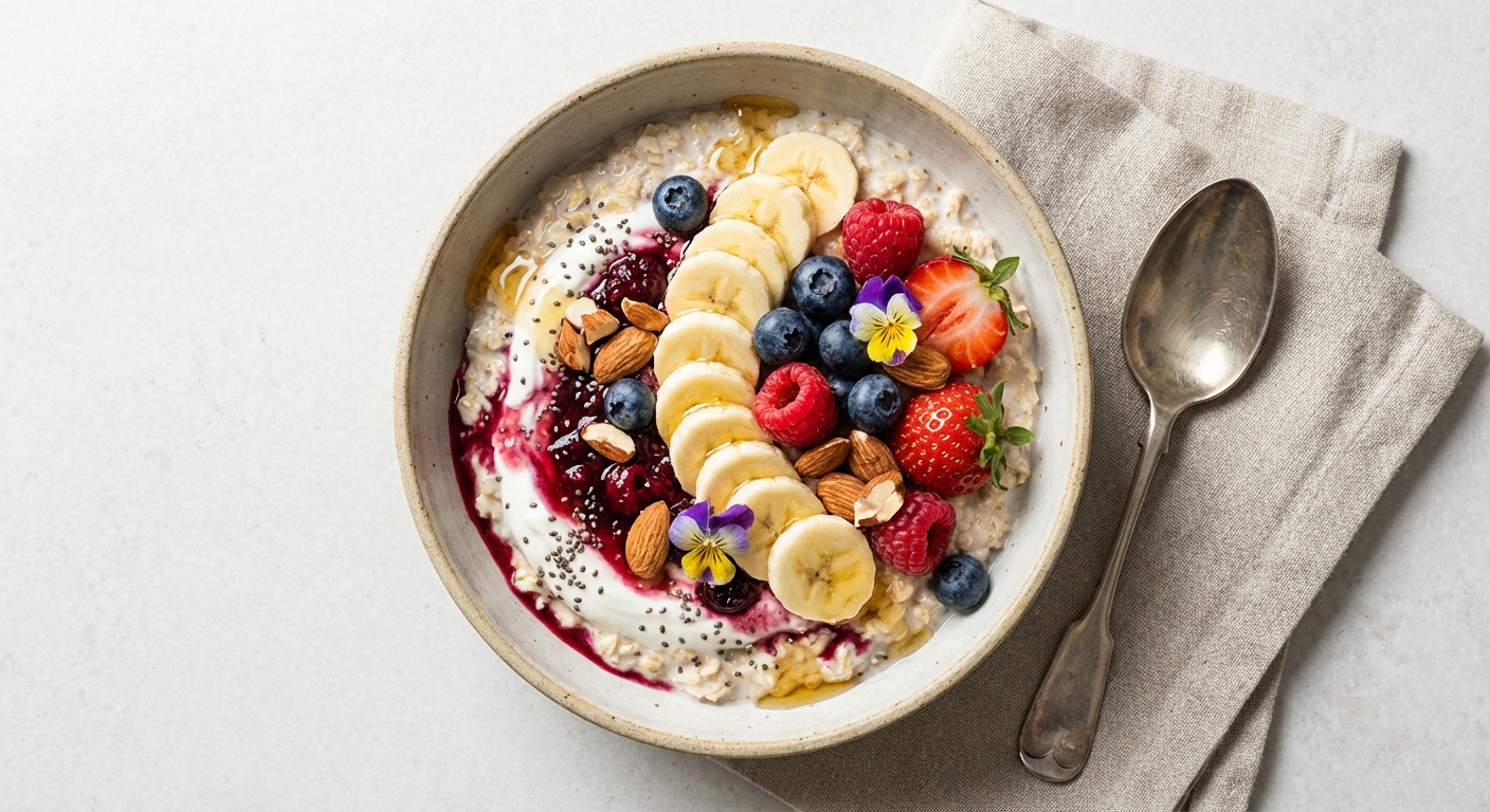 Overnight Oats with Greek Yogurt, Banana & Berries